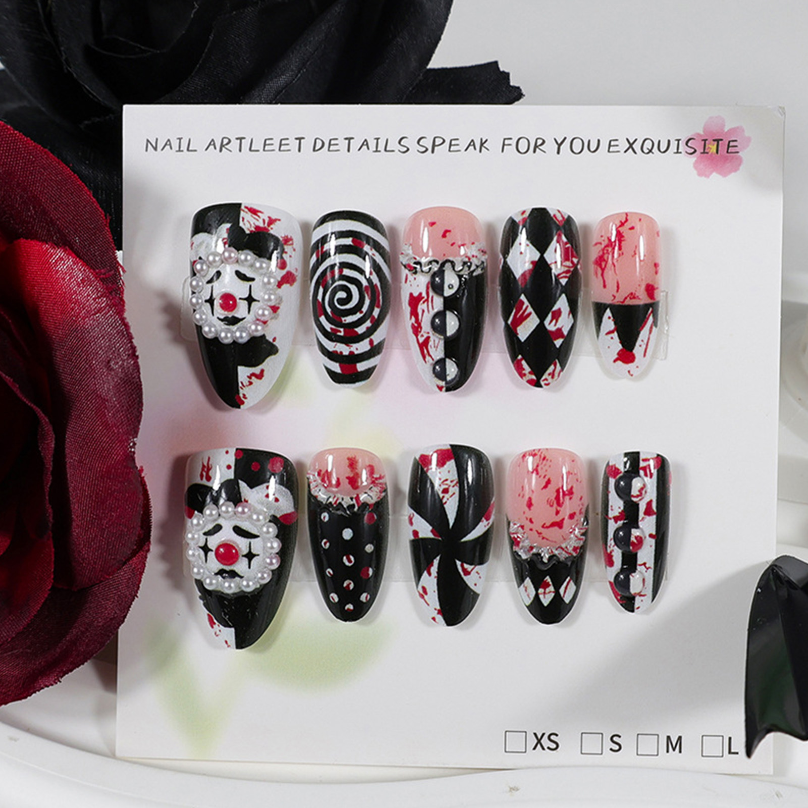 30pcs Funny Dark Clown Press O - Nail Art Press On ulasan dan harga
