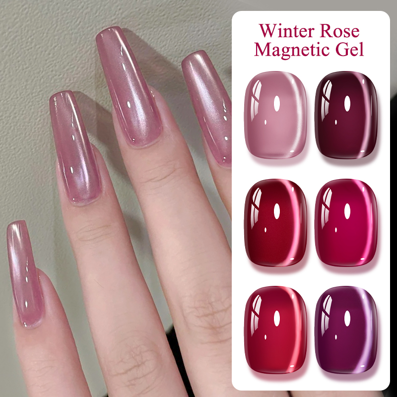 Pink Winter Rose Cat Magnetic  - Nail Art Valentines Day ulasan dan harga