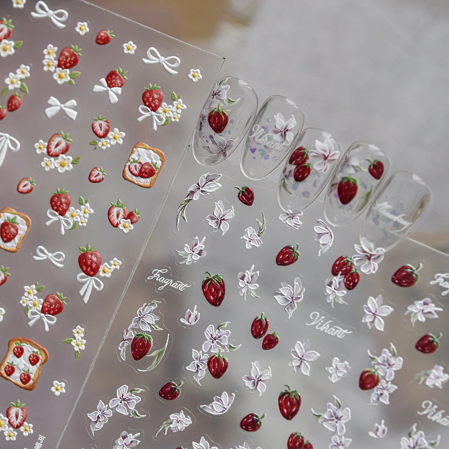 Strawberry Toast Bowknot Daisy - Nail Art Orange ulasan dan harga