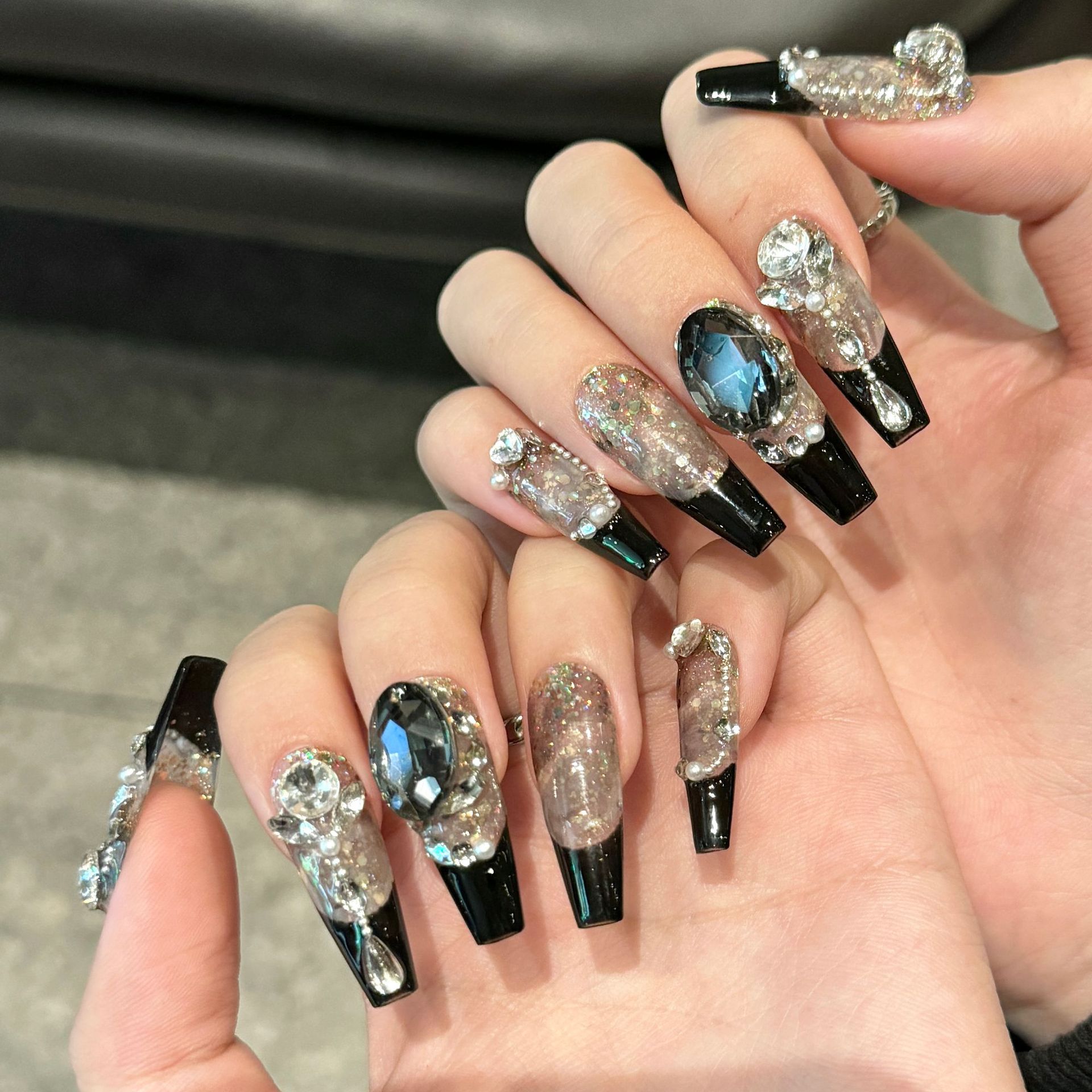 10pcs Black French Style Press - Nail Art Press On ulasan dan harga