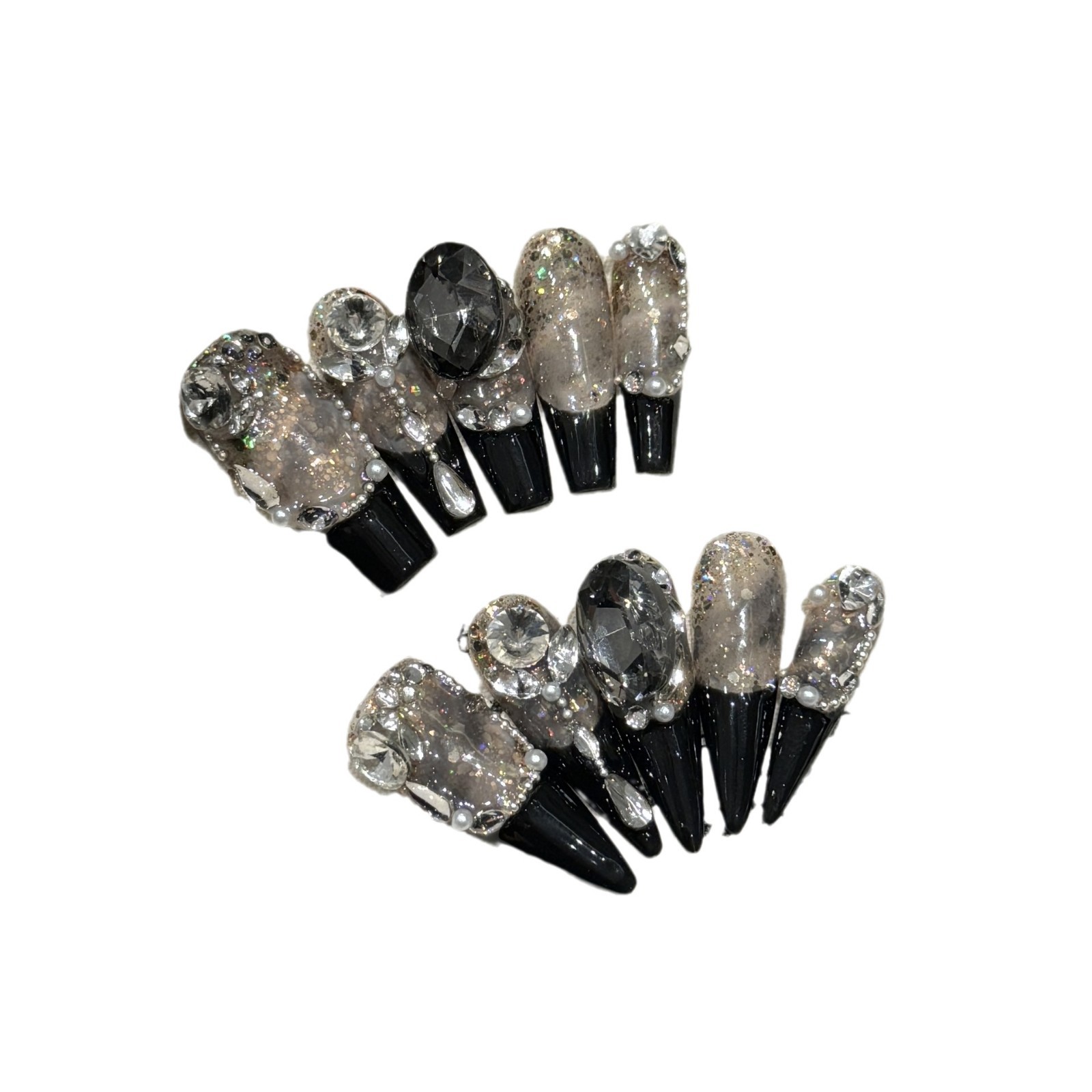 10pcs Black French Style Press - Nail Art Press On ulasan dan harga